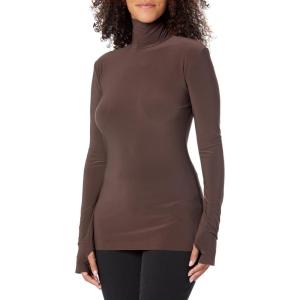 Norma Kamali Women’s Slim Fit Long Sleeve Turtle Top(Chocolate)