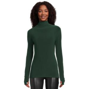Norma Kamali Women’s Slim Fit Long Sleeve Turtle Top(Dark Emerald)