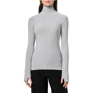 Norma Kamali Women’s Slim Fit Long Sleeve Turtle Top(Grey)