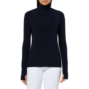 Norma Kamali Women’s Slim Fit Long Sleeve Turtle Top(Midnight)