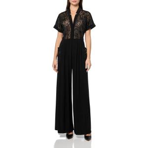 Norma Kamali Women’s Geralyn Short Sleeve Jumpsuit(Black)