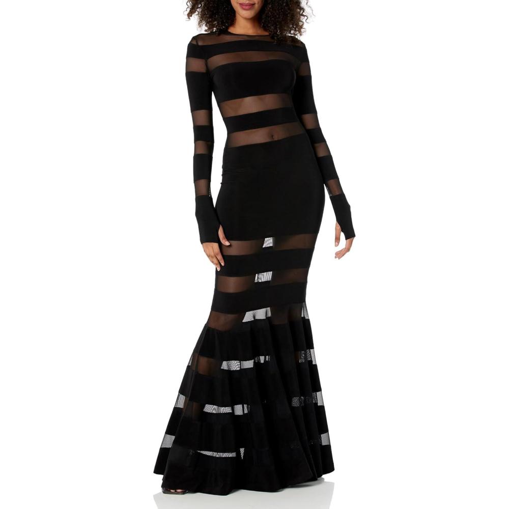 image:imageNorma Kamali Womens Spliced Dress Fishtail GownBlackBlack Mesh