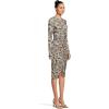 Norma Kamali Women’s Long Sleeve V Neck Shirred Front Dress to Knee(Fall Flowers)