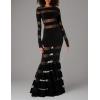 Norma Kamali Women’s Spliced Dress Fishtail Gown(Black/Black Mesh)