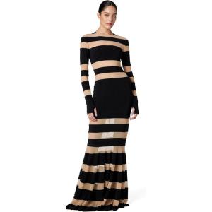 Norma Kamali Women’s Spliced Dress Fishtail Gown(Black/Nude Mesh)
