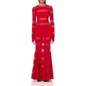Norma Kamali Women’s Spliced Dress Fishtail Gown(Tiger Red/Tiger Red)