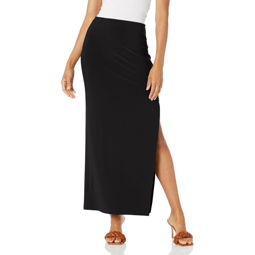 image:imageNorma Kamali Womens Side Slit Long SkirtBlack