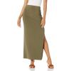 Norma Kamali Womens Side Slit Long Skirt(Military)