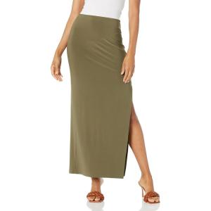 Norma Kamali Womens Side Slit Long Skirt(Military)